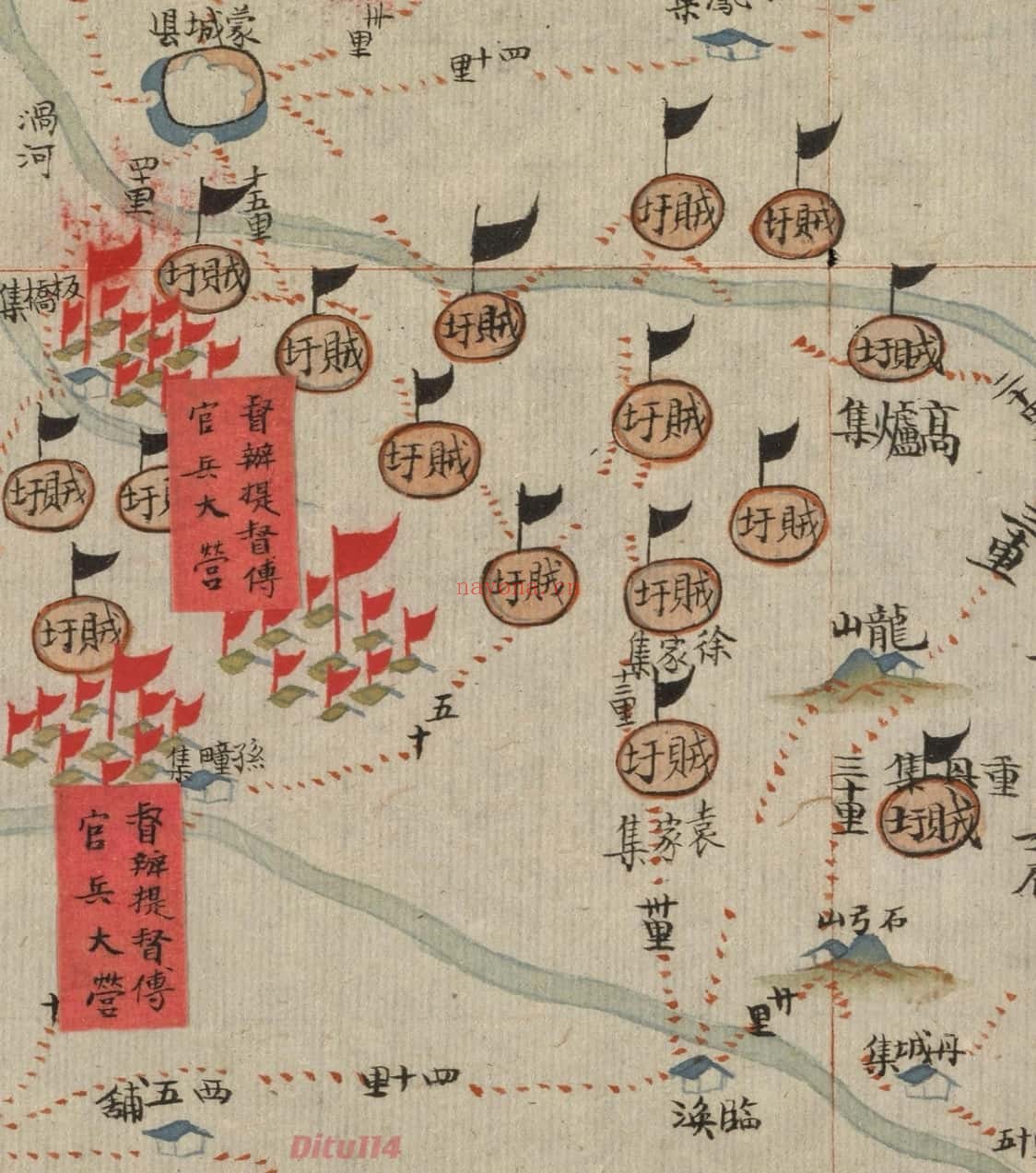 清军淮北地势官兵大营情形图