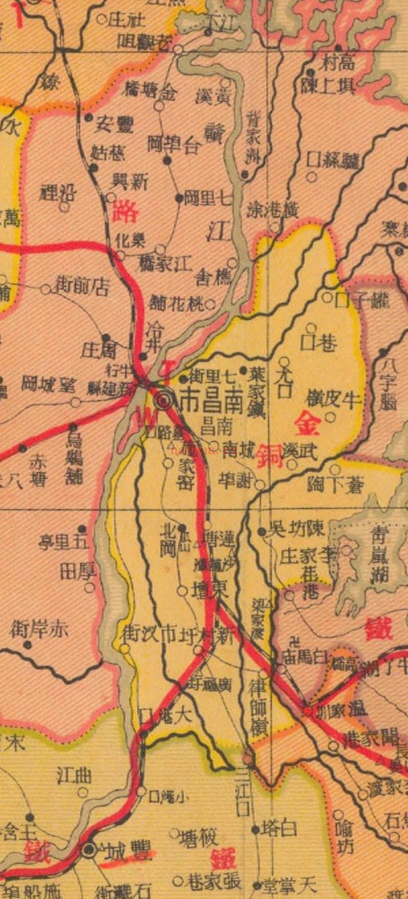 1938年江西省明细地图