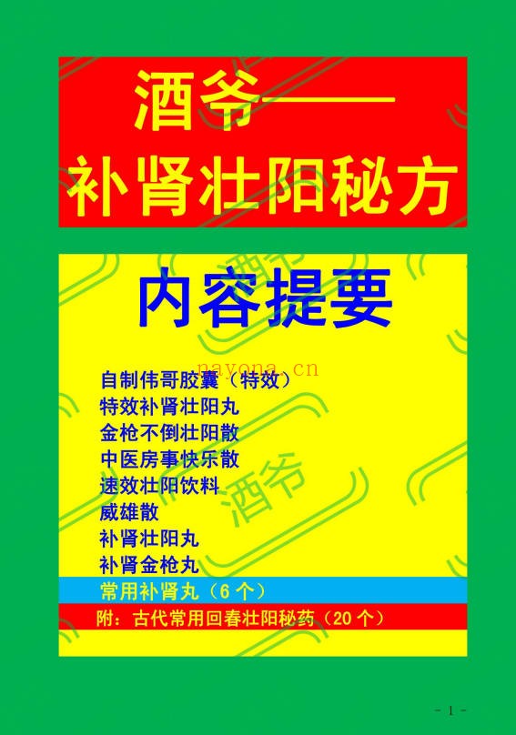 养生酒是这样泡成的补肾壮阳秘方PDF 养生秘方