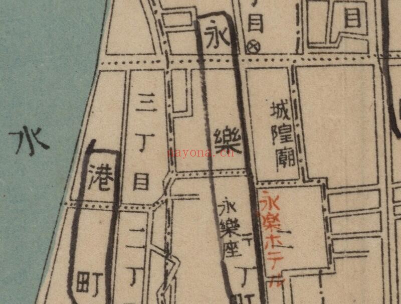 1934年《台北市街图》附旅馆案内