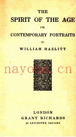 THE SPIRIT OF THE AGE OR COTEMPPRARY PORTRAITS