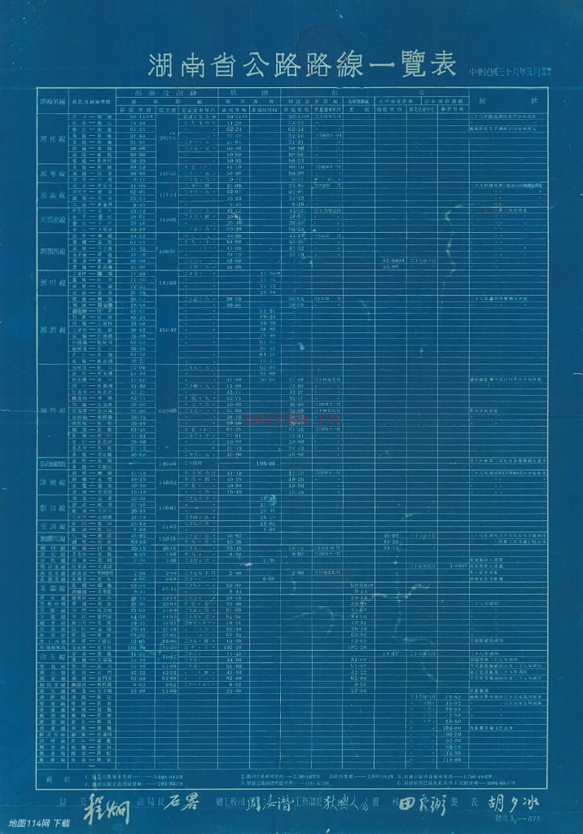 1947年湖南省公路路线图及路线一览表