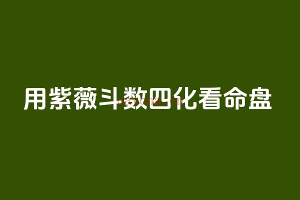 用紫薇斗数四化看命盘