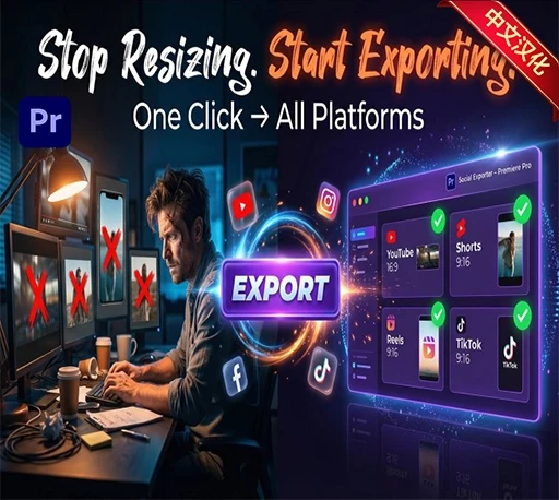 中文汉化-PR一键多社交媒体平台视频导出脚本 Social Exporter for Premiere Pro V1.2.0 + 使用教程｜星聚资源网
