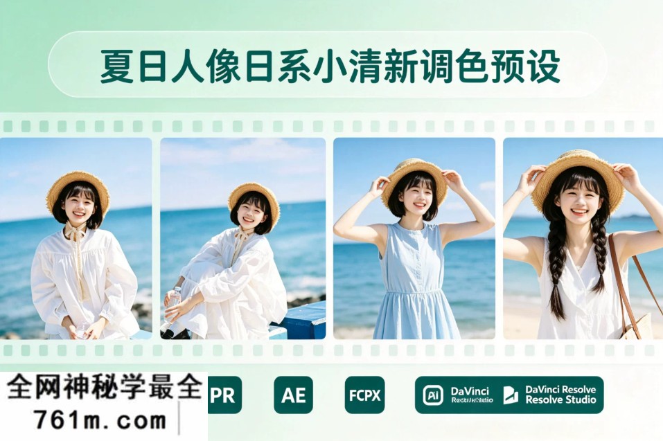 【预设】海边人像夏日清新Lightroom预设FCPX手机滤镜PR调色PS剪映LUT