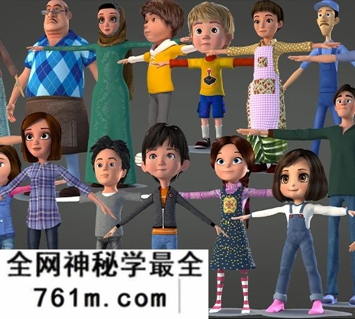 卡通风格人物角色绑定3D模型合集 Toon Character Bundle – 21 Rigged Character