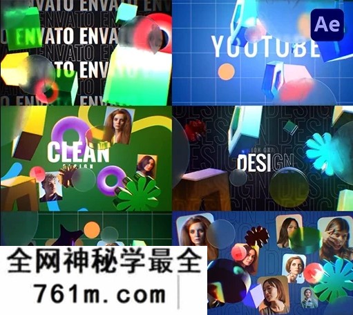 AE模板|现代玻璃拟态3D标题动态图形动画 Modern Glass 3D Titles