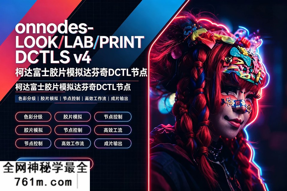 【达芬奇插件】达芬奇复古电影胶片质感色彩模拟调色 DCTL节点预设 Mononodes – LOOK / LAB / PRINT DCTLS v4.0