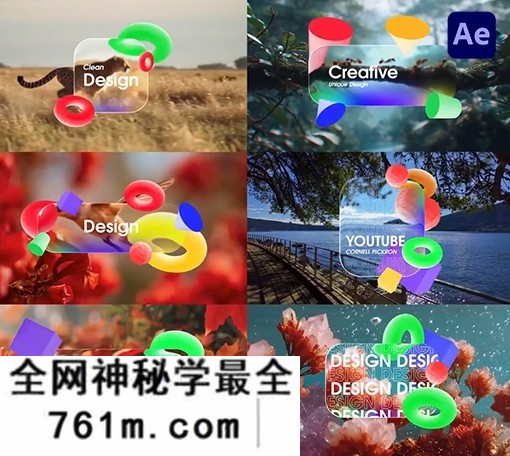 AE模板|拟态玻璃气泡3D文字标题特效动画 Glossy Glass Bubble Titles 3D