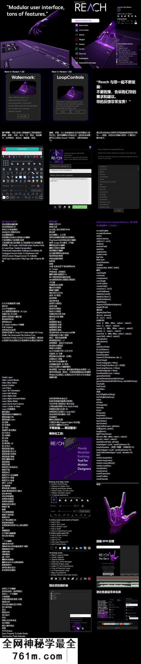 中文汉化-AE实用小工具集合脚本 Reach Pro V3.0.17|星聚资源网