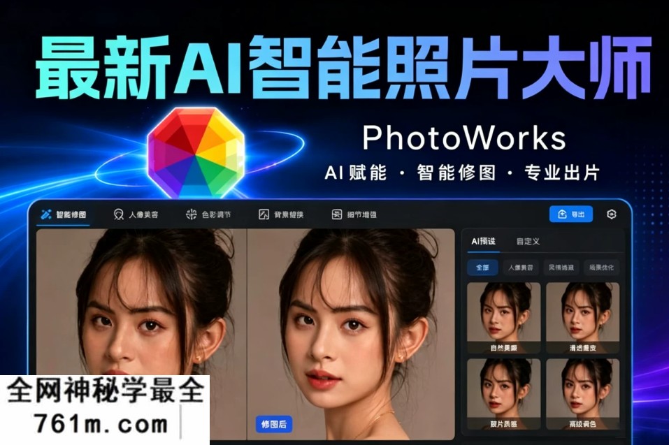 独家汉化首发|PhotoWorks 23.0 2026 最新 AI 修图工具,智能相片精修一键出片