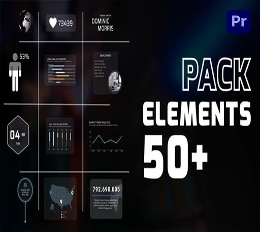 50组可视化动态图表数据报告信息动画PR模板 Smart UI Infographics Elements Pack｜星聚资源网