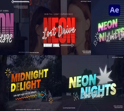 赛博霓虹科技风动态文字标题的AE模板 Neon Tech Typography After Effect|星聚资源网