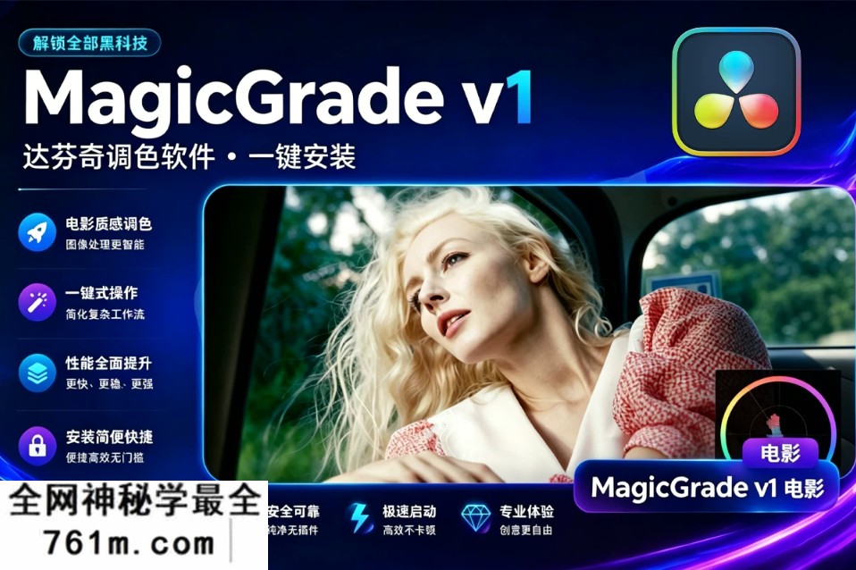【达芬奇插件】专业电影胶片色彩校正调色插件 MagicGrade v1.2.1 Win汉化版 +使用教程