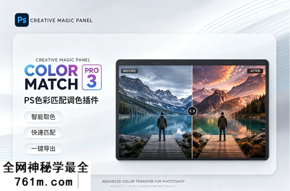 【PS插件】快速颜色取样色彩匹配调色插件 Creative Magic Panel – Color Match Pro 3 v3.0.1 Win/Mac汉化版