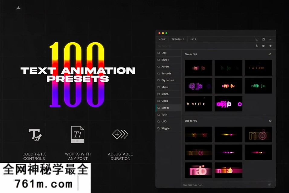 【PR脚本】100个创意文字标题特效动画预设 100 Text Presets for Premiere Pro
