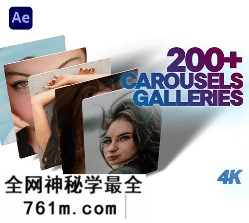 AE模板|200+图片视频三维轮播幻灯片展示动画 Carousels and Galleries