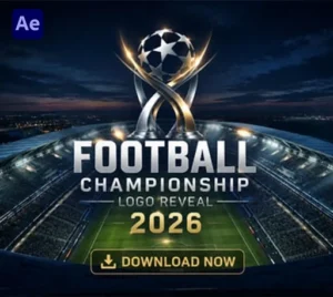 足球冠军联赛体育赛事史诗级LOGO展示片头AE模板 Football Championship Logo Reveal|星聚资源网