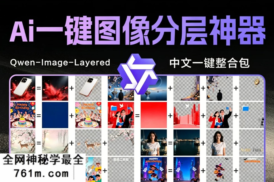 Qwen-Image-Layered一键整合包 AI一键图像分层神器 将照片拆成可编辑图层，设计师效率革命！