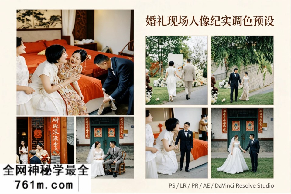 【PS/LR预设】婚礼电影感婚礼人像 跟拍纪实PS/LR预设小红书网红 像素蛋糕滤镜