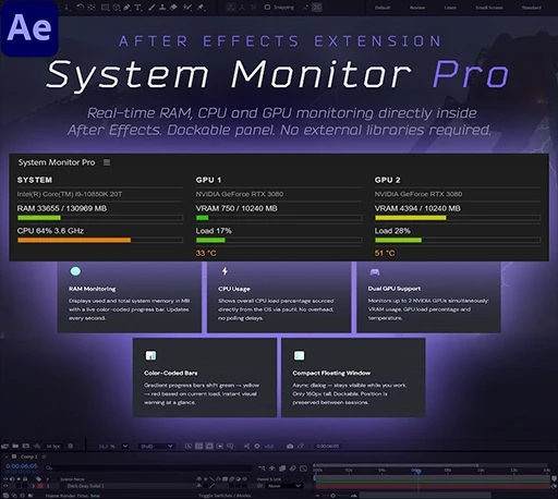 AE系统性能监控脚本 System Monitor Pro for After Effects V1.0.0 Win
