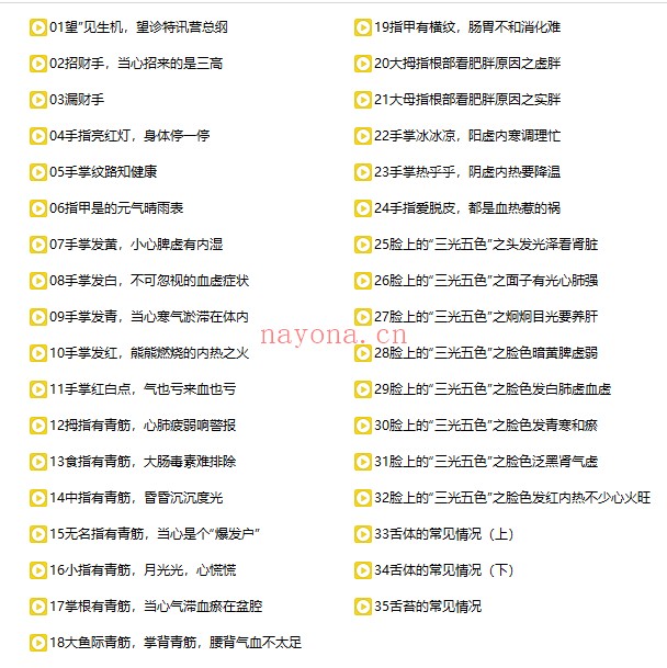 迷罗中医智慧与瑜伽手诊面诊舌诊特训营35节视频