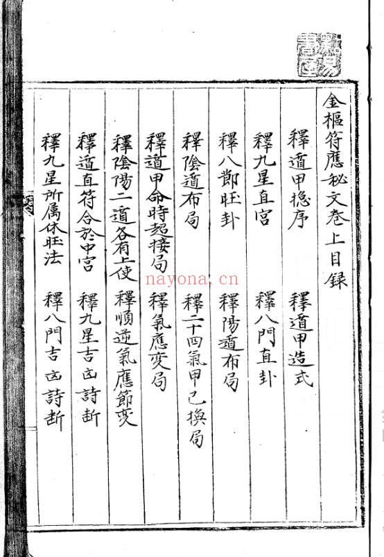 《金枢符应秘文.三卷》，明抄本奇门遁甲兵符类古籍（道教书籍大全）