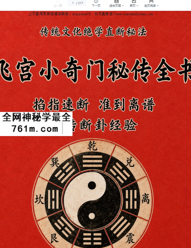 《飞宫小奇门秘传全书》古法秘传飞宫小奇门现代217页