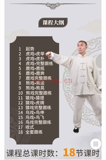 张志刚华佗五禽戏教学跟练18集视频 五禽戏教程
