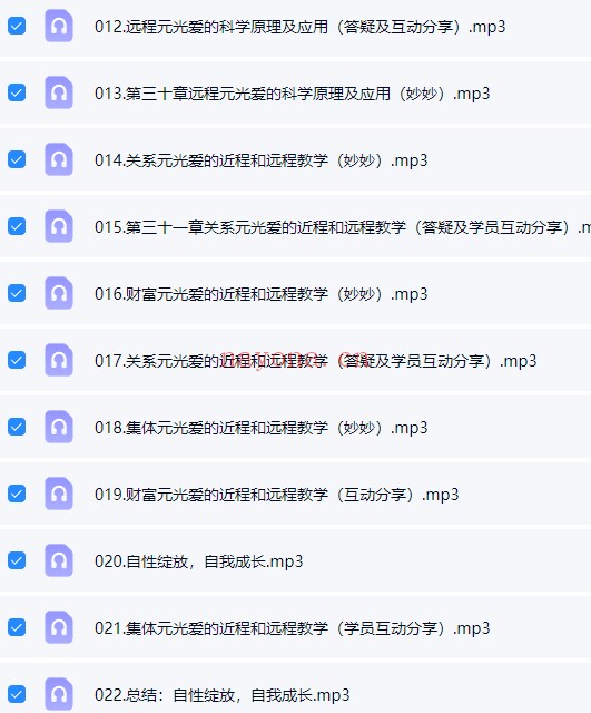 妙妙《元光爱高维技术:远程元光爱的学习和应用》音频课22集 - 世有网-专业国学易学古籍资源库