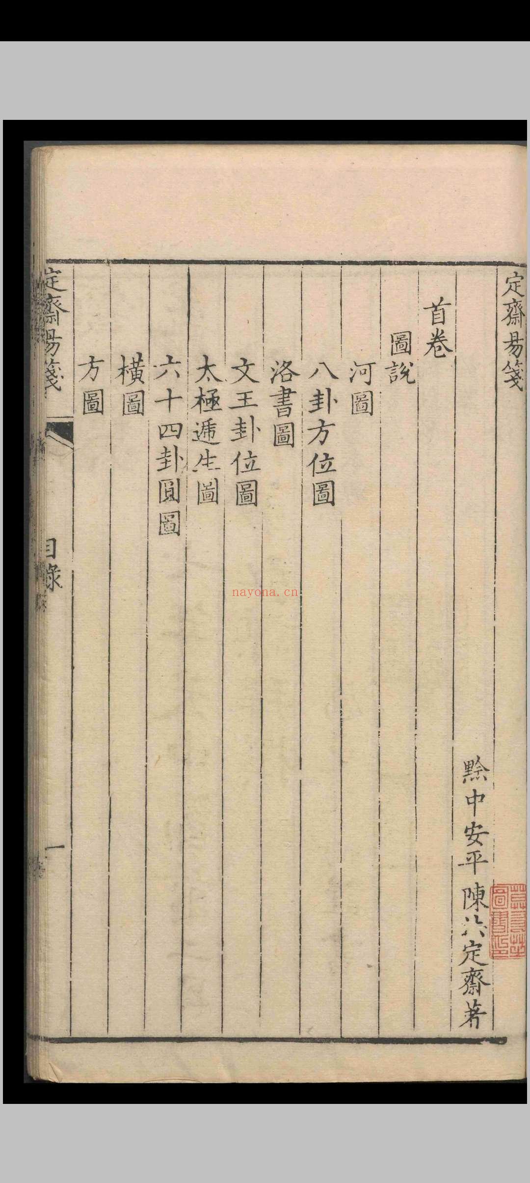 定斋书笺(易笺).八卷.首一卷.陈法.清乾隆三十年