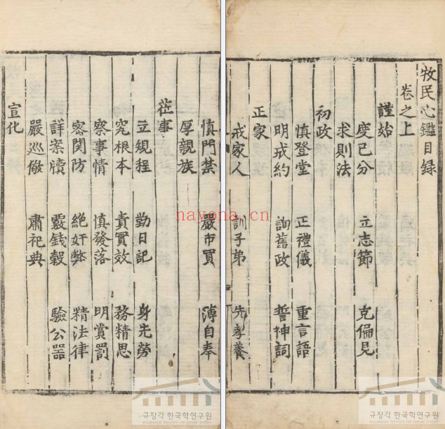 牧民心鉴.明.朱逢吉着.朝鲜翻刻本.韩国奎章阁藏.水印216M .日本宽政十一年刻本.144M 爱古籍