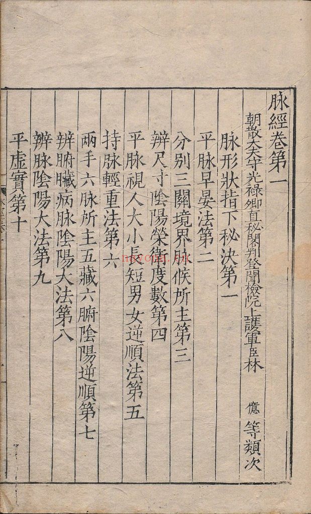 脉经. 十卷. 晋. 王叔和着. 明代翻刻宋嘉定时期何大任本 813M 爱古籍