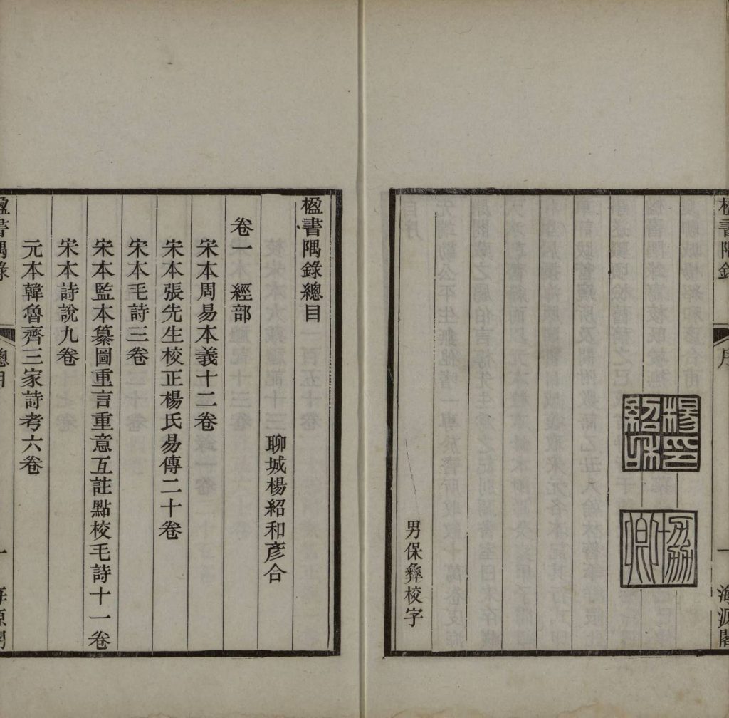 楹书隅录五卷.续编四卷.8册.清杨绍和撰.光绪二十年1894年海源阁杨保彝初刻本