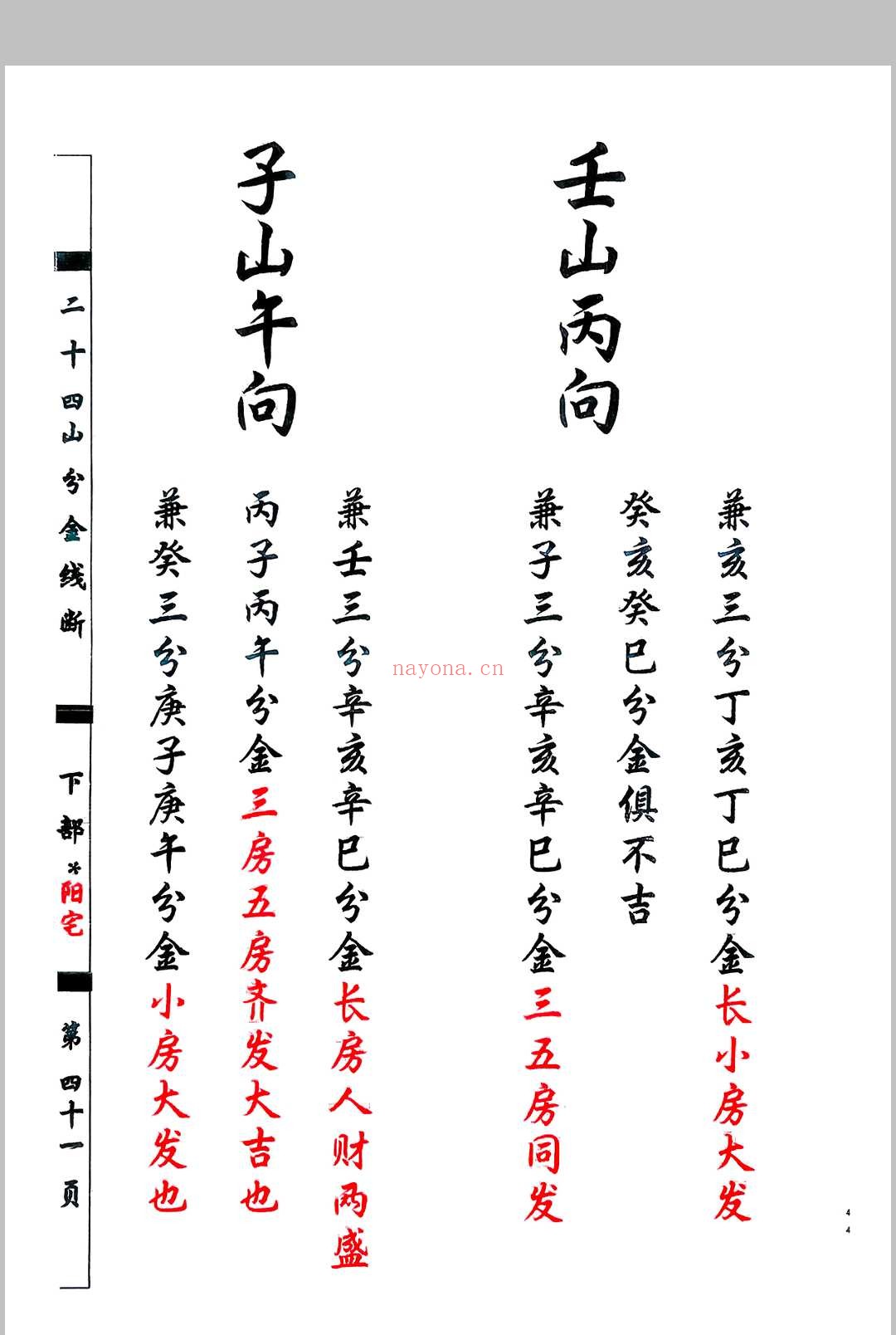 杨救贫-杨公分金立向