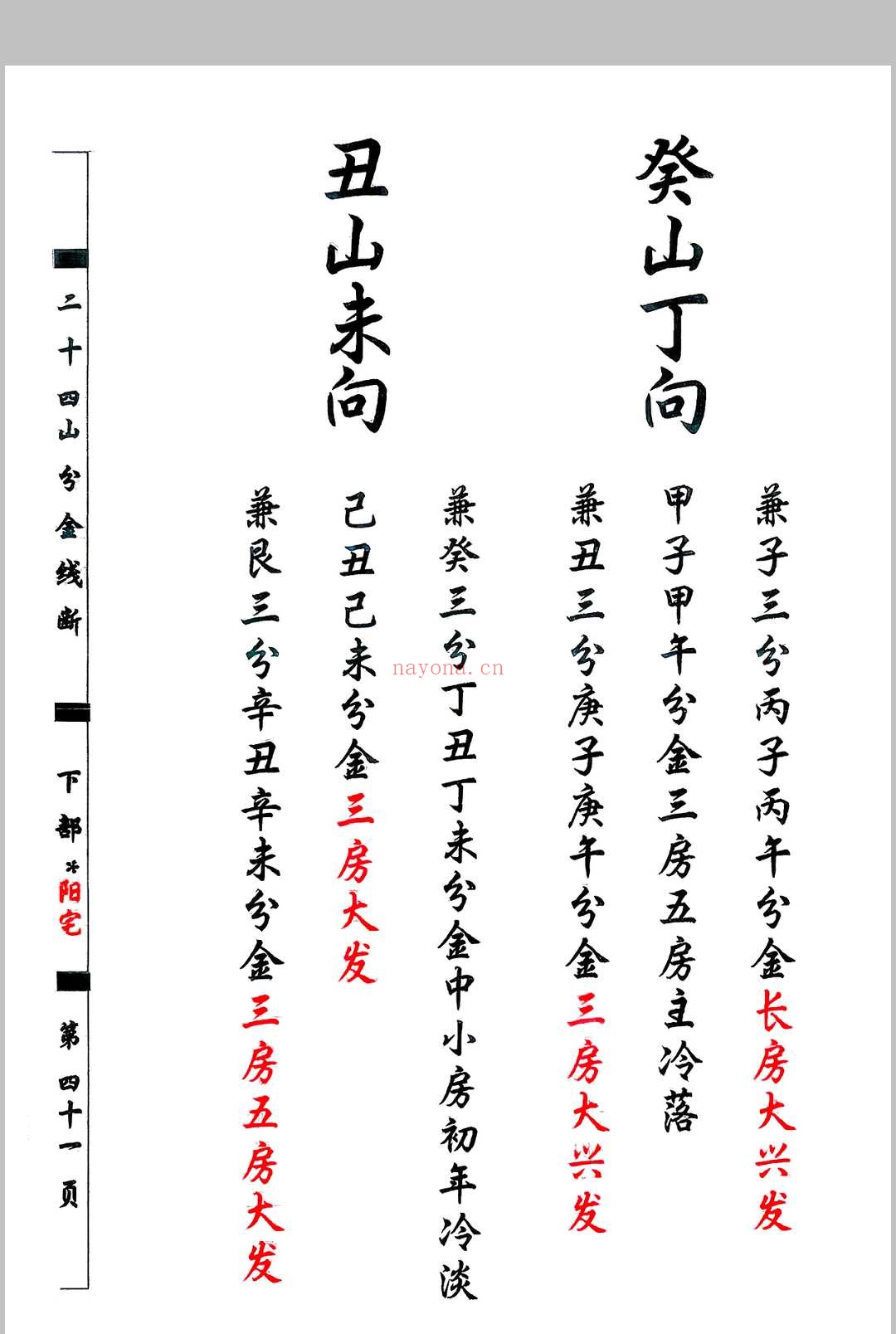 杨救贫-杨公分金立向