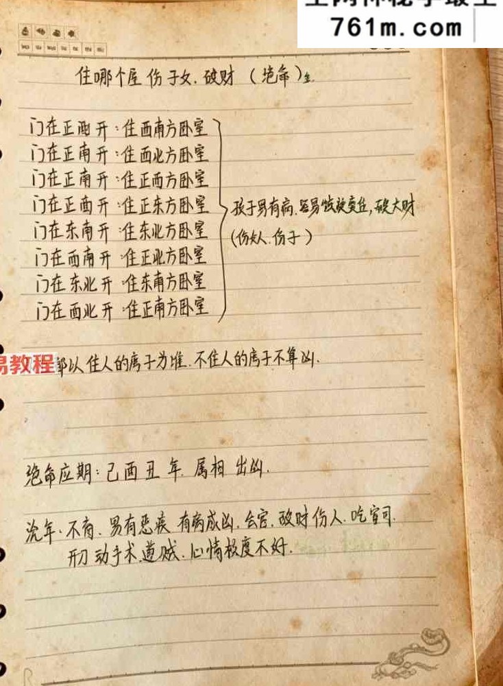 阴阳宅秘本手抄笔记（43页）