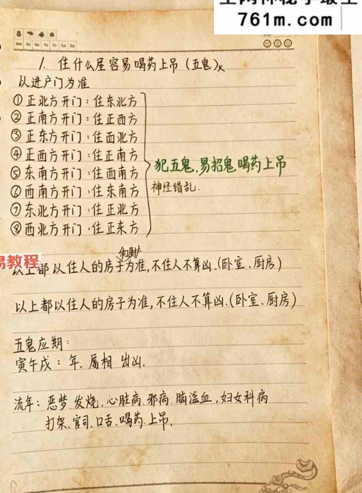 阴阳宅秘本手抄笔记（43页）