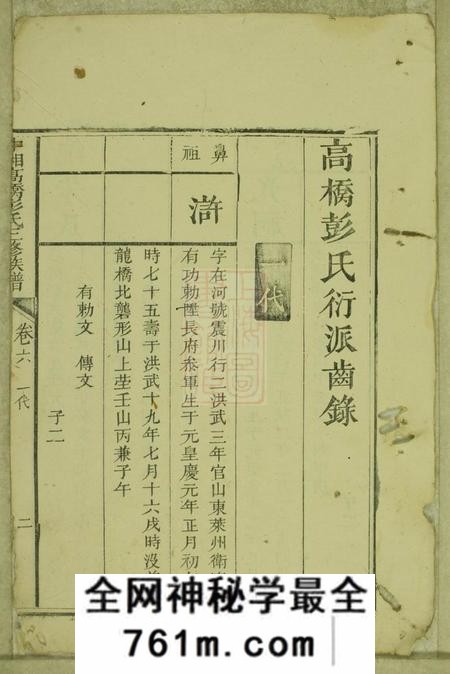 湘潭述古堂中湘高桥彭氏三修族谱