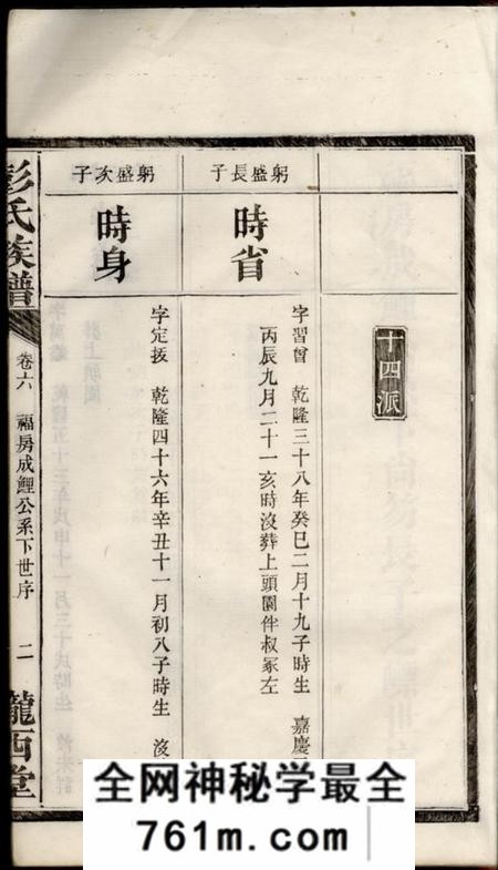 陇西堂彭氏四修族谱