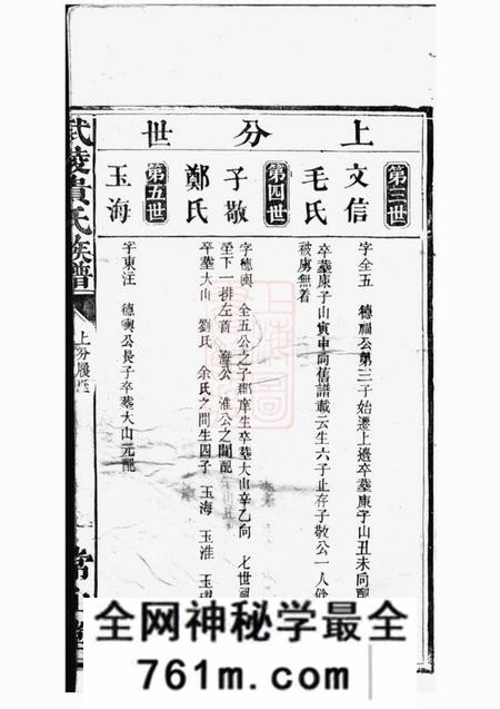 武陵常山堂武陵贵氏族谱不分卷