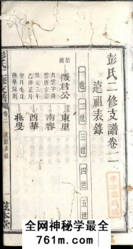 湘乡滋本堂彭氏二修支谱