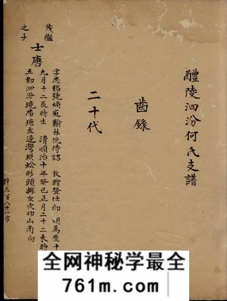 醴陵醴陵泗汾何氏支谱不分卷