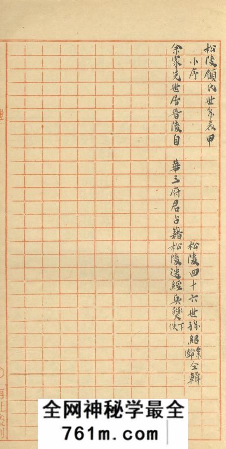 江苏吴江顾氏世系表不分卷附撰述表