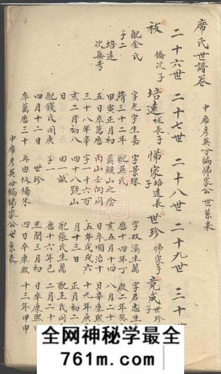 吴县席氏世谱不分卷