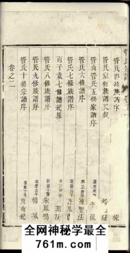 云阳云阳管氏重修宗谱六卷
