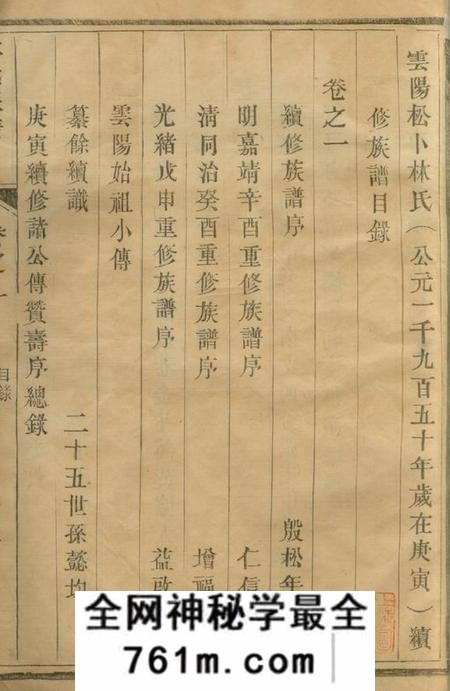 江苏丹阳松卜堂云阳林氏续修族谱十六卷