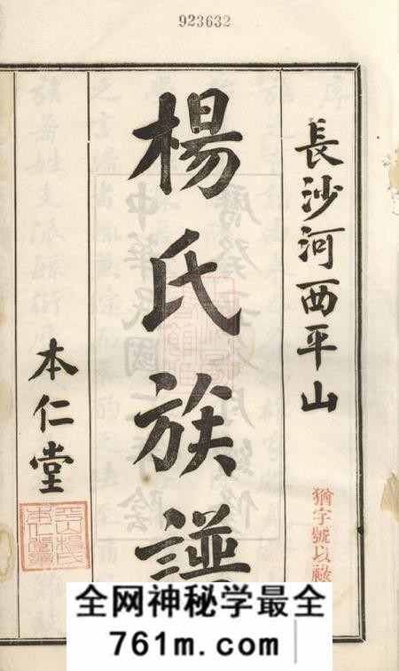 长沙本仁堂长沙河西平山杨氏族谱二十八卷