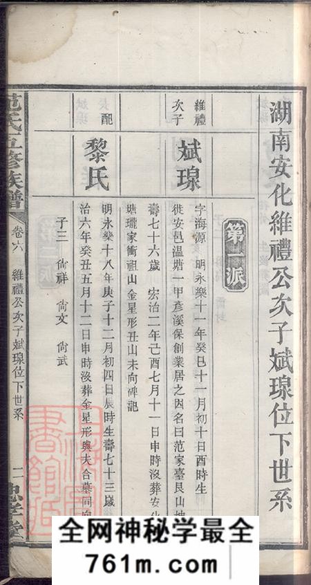 湖南湘乡忠孝堂范氏五修族谱六卷首二卷