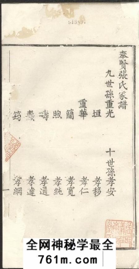 奉贤崇本堂奉贤张氏家谱六卷